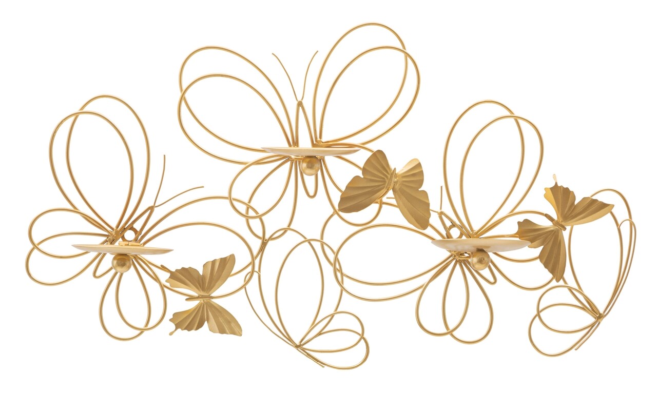 Suport pentru lumanari Butterflies, Mauro Ferretti, 61x12x34 cm, fier, auriu - imagine 7